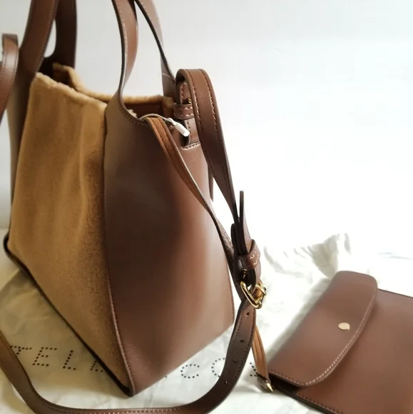Stella McCartney Teddy Logo Tote Crossbody Bag Brown Biscuit - Picture 7 of 12